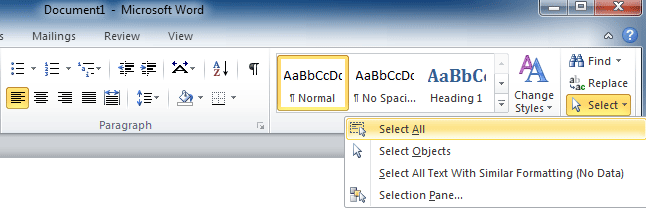 Where Is Select All In Office 2007 2010 2013 And 365