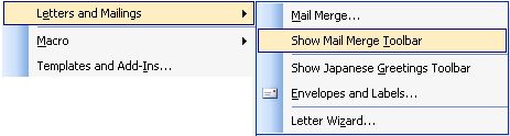 images about Letter and Mailings of Tools Menu in Word 2003