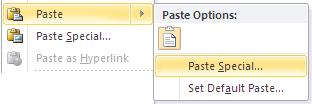 image about Paste of Edit menu in Word 2010