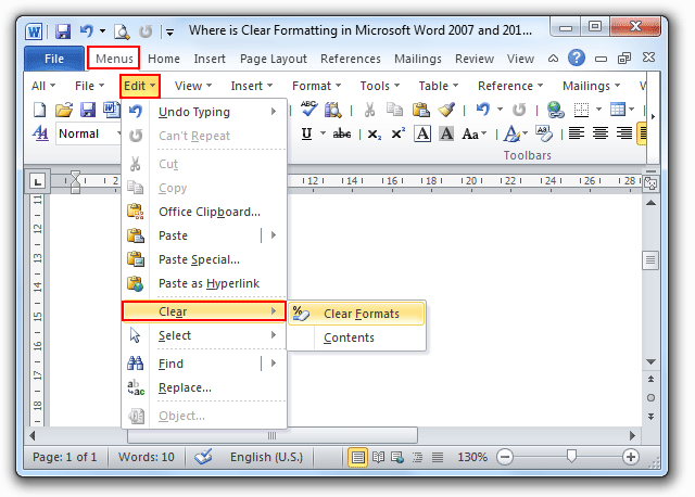 Where Is The Clear Formatting In Microsoft Word 2007 2010 2013 2016 