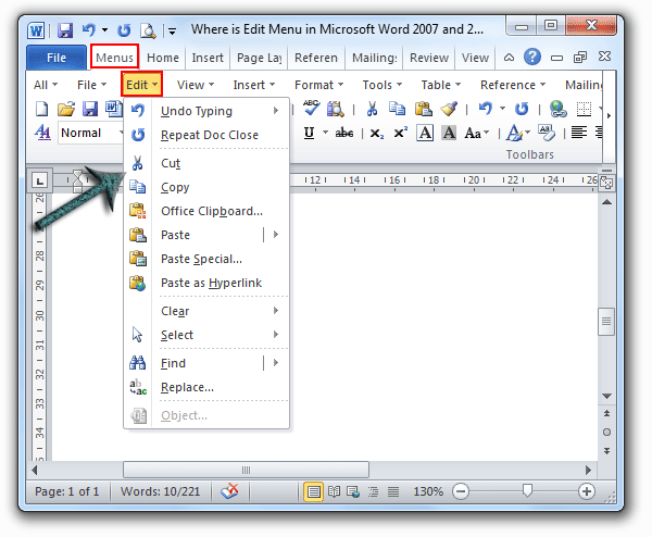 Where Is The Edit Menu In Microsoft Word 2007 2010 2013 2016 2019 And 365 9602