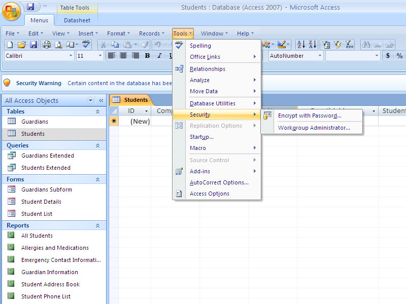 Show Classic Menus and Toolbars on the Ribbon of Microsoft Access 2007