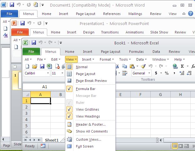 Classic Menu for Office Home and Business 2010 screenshot