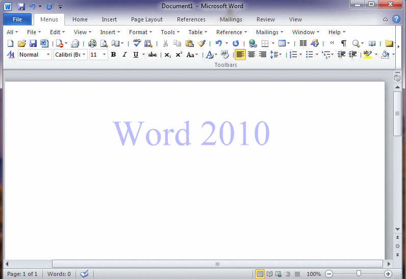 Demo of Classic Menu for Word 2010 menu