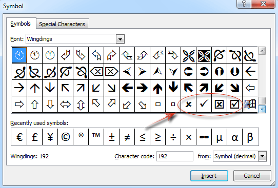 excel symbols for approximately