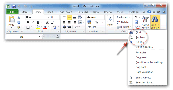 Where Are Edit Find Replace And Go To In Excel 2007 2010 2013 2016 2019 And 365