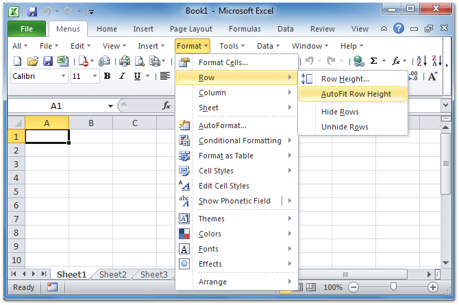 Where Is Row Auto Height In Excel 2007 2010 2013 2016 2019 And 365