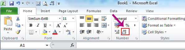 Where Is Decrease Decimal Button In Microsoft Excel 2007 And 2010