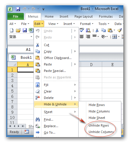 how to unhide a column in excel in windows