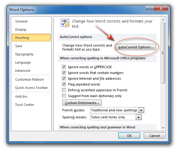 Where Is AutoCorrect In Microsoft Office 2007 2010 2013 And 365