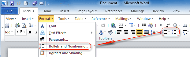 Where Are Bullets And Numbers In Office 2007 2010 2013 And 365