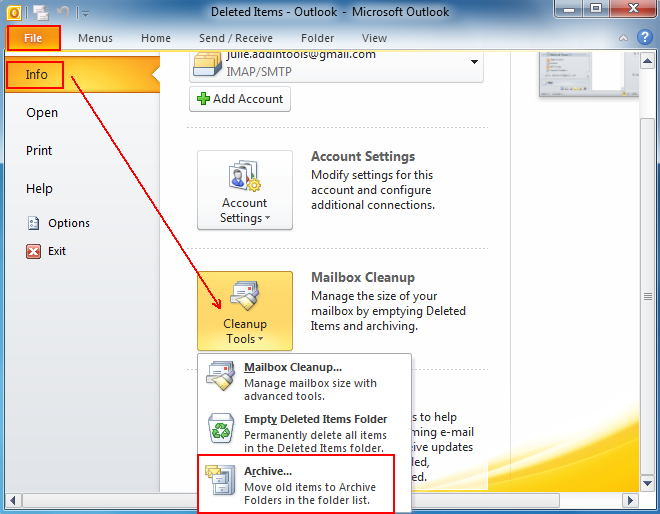 Where Is Archive In Microsoft Outlook 2010 2013 2016 2019 And 365