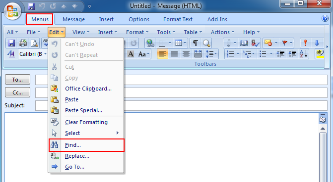 Find In Outlook