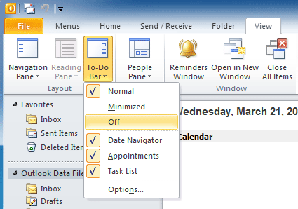 to do bar outlook 2016 for mac