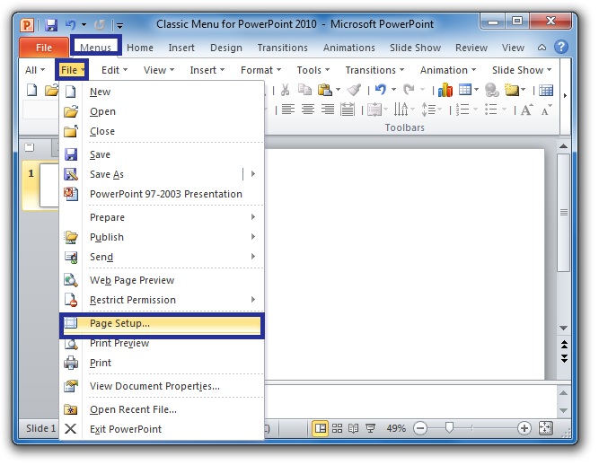 Where Is Page Setup In Microsoft PowerPoint 2007 2010 2013 2016 