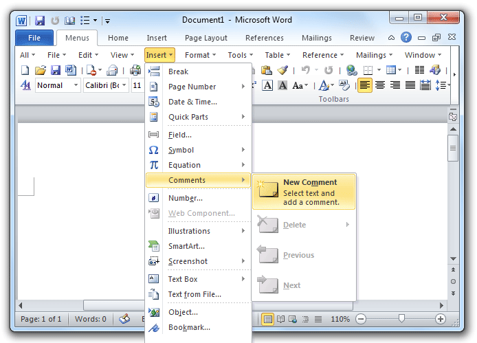 Where Is The Insert Comment In Microsoft Word 2007 2010 2013 2016 2019 And 365