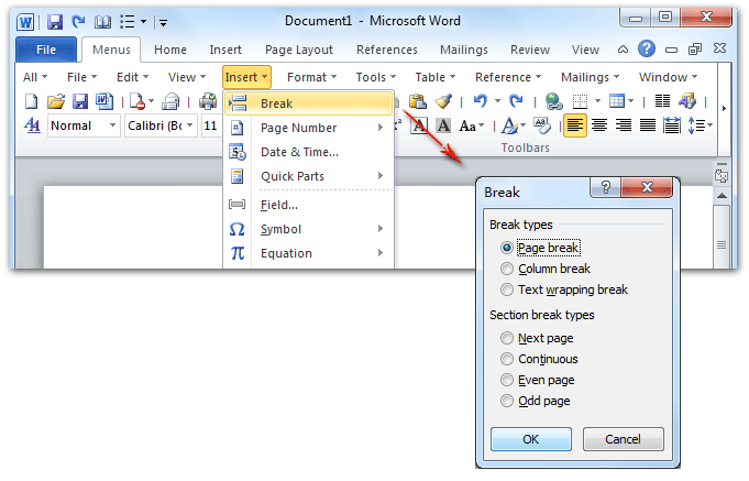 Where Is The Page Break In Microsoft Word 2007 2010 2013 2016 2019 And 365