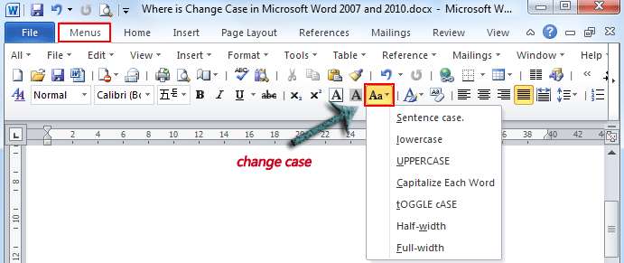 change case in word 2007 shortcut key