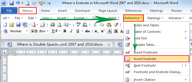 Where Is The Endnote In Microsoft Word 2007 2010 2013 2016 2019 And 365