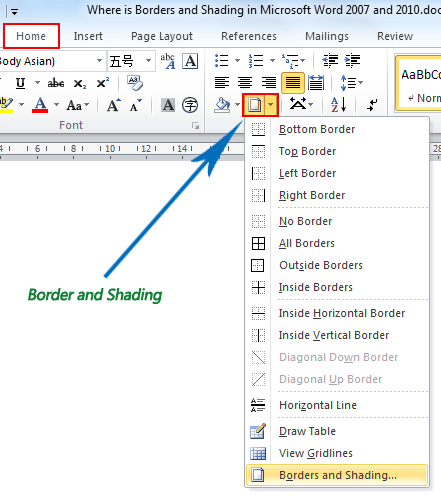Where Is The Borders And Shading In Word 07 10 13 16 19 And 365