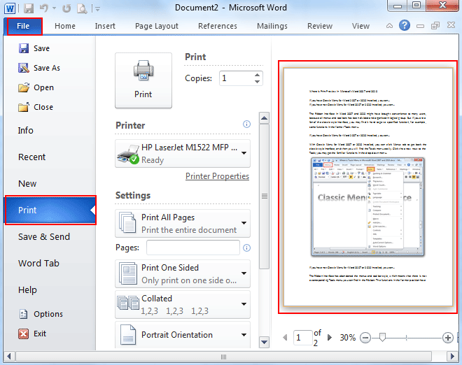 comments not printing in word 2010