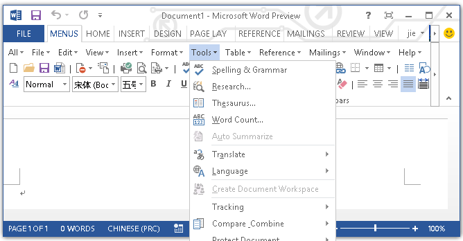 how do you put microsoft word in french